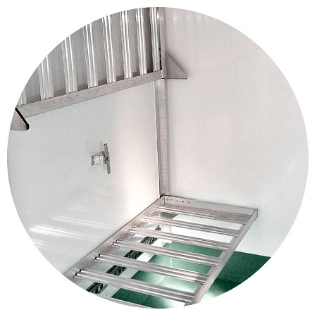 regrigerated body opening shelf system